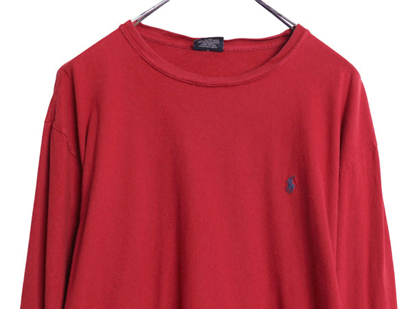 90s ポロ ラルフローレン 長袖 Tシャツ メンズ L オールド ロンT ロングスリーブ コットン ワンポイント カットソー シンプル ゆったり 赤