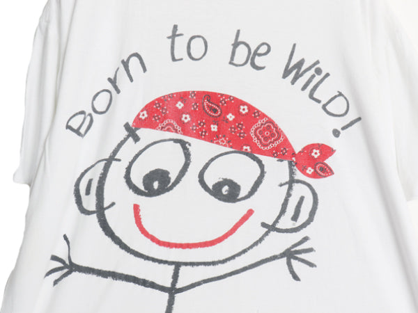 90s キャラクター イラスト プリント Tシャツ メンズ XL 程/ 古着 オールド アート シングルステッチ ペイズリー バンダナ柄 大きいサイズ