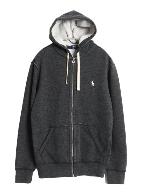 ポロ ラルフローレン フルジップ スウェット フード パーカー メンズ S / トレーナー 裏起毛 ヘビーウェイト ワンポイント シンプル 濃灰