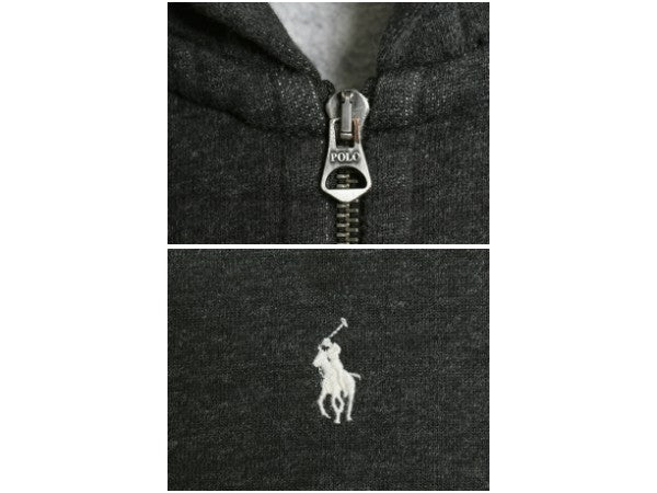 ポロ ラルフローレン フルジップ スウェット フード パーカー メンズ S / トレーナー 裏起毛 ヘビーウェイト ワンポイント シンプル 濃灰