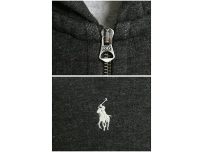 ポロ ラルフローレン フルジップ スウェット フード パーカー メンズ S / トレーナー 裏起毛 ヘビーウェイト ワンポイント シンプル 濃灰