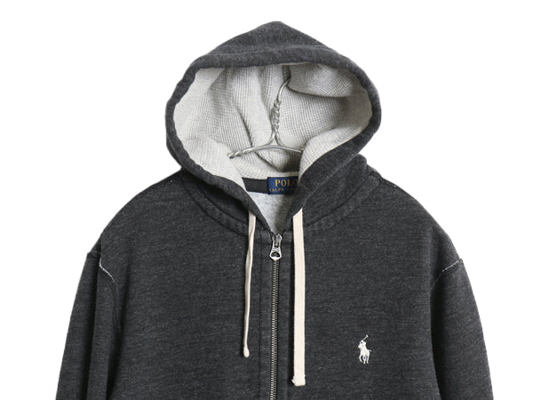 ポロ ラルフローレン フルジップ スウェット フード パーカー メンズ S / トレーナー 裏起毛 ヘビーウェイト ワンポイント シンプル 濃灰
