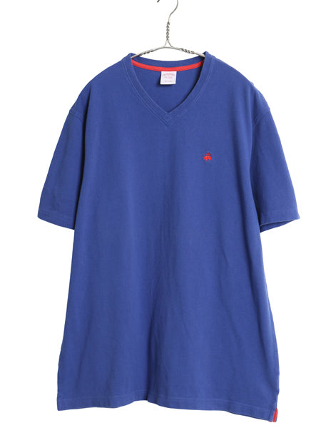 ブルックスブラザーズ Vネック 鹿の子 半袖 Tシャツ メンズ XL / 半袖Tシャツ ワンポイント カットソー コットン ボックス 大きいサイズ 青
