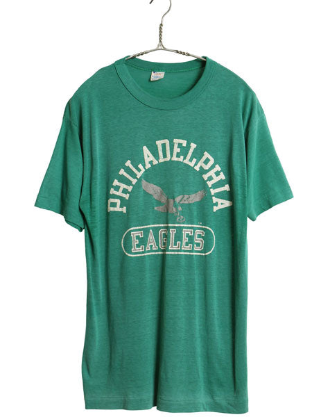 80s USA製 チャンピオン イーグルス プリント Tシャツ メンズ L 小さめ M 程 ヴィンテージ NFL アメフト オフィシャル シングルステッチ 緑