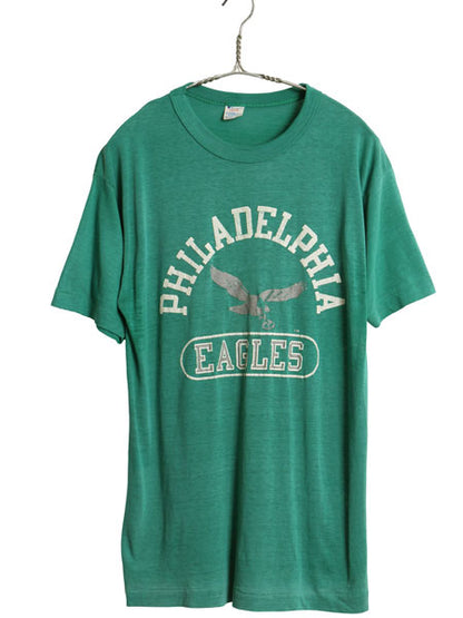 80s USA製 チャンピオン イーグルス プリント Tシャツ メンズ L 小さめ M 程 ヴィンテージ NFL アメフト オフィシャル シングルステッチ 緑