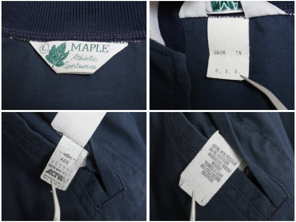 80s USA製 フルジップ スタジャン メンズ L / ヴィンテージ スイングトップ ジャケット ブルゾン ワンポイント 企業物 ワッペン リブライン