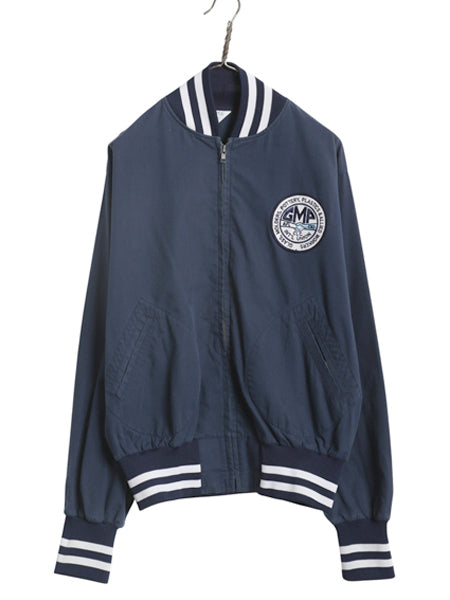 80s USA製 フルジップ スタジャン メンズ L / ヴィンテージ スイングトップ ジャケット ブルゾン ワンポイント 企業物 ワッペン リブライン