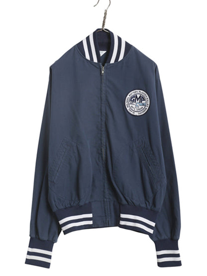 80s USA製 フルジップ スタジャン メンズ L / ヴィンテージ スイングトップ ジャケット ブルゾン ワンポイント 企業物 ワッペン リブライン