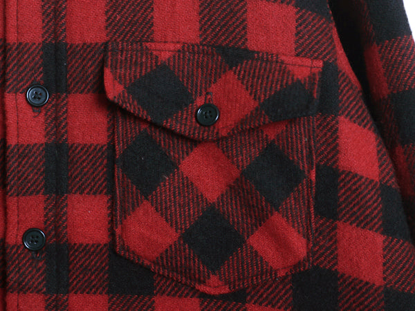 80s USA製 エルエルビーン ブロック チェック CPO ウール シャツ メンズ L / ヴィンテージ ヘビーウェイト ジャケット 厚手 ツートン 赤 黒