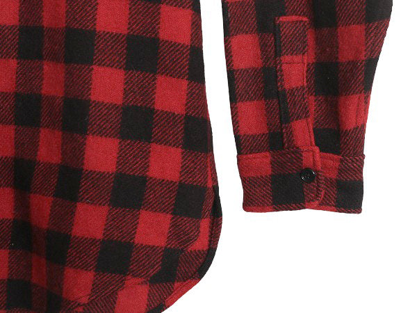 80s USA製 エルエルビーン ブロック チェック CPO ウール シャツ メンズ L / ヴィンテージ ヘビーウェイト ジャケット 厚手 ツートン 赤 黒