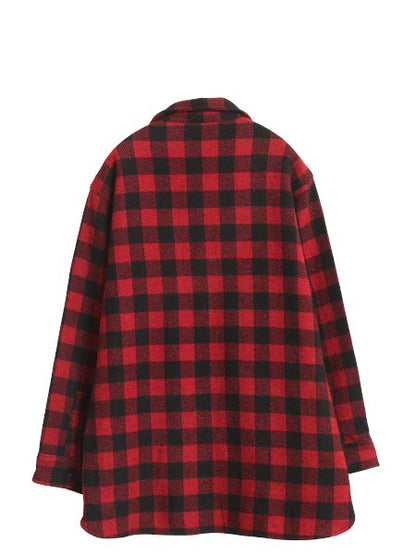 80s USA製 エルエルビーン ブロック チェック CPO ウール シャツ メンズ L / ヴィンテージ ヘビーウェイト ジャケット 厚手 ツートン 赤 黒
