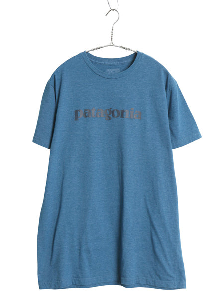 パタゴニア ロゴ プリント 半袖 Tシャツ メンズ L / 17年製 アウトドア オーガニック コットン トップス カットソー スリム 半袖Tシャツ 青