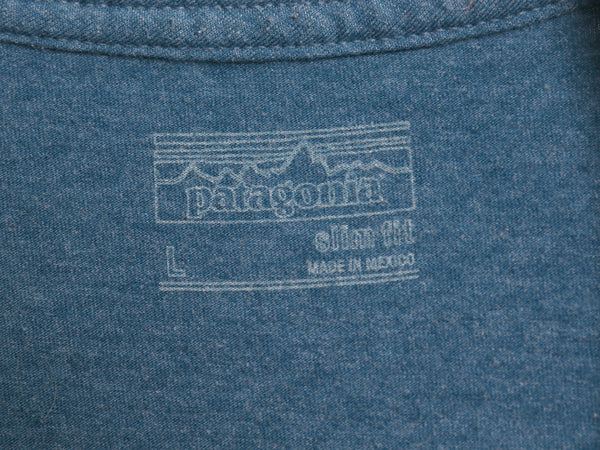 パタゴニア ロゴ プリント 半袖 Tシャツ メンズ L / 17年製 アウトドア オーガニック コットン トップス カットソー スリム 半袖Tシャツ 青
