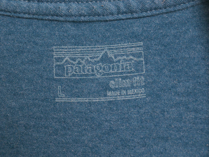 パタゴニア ロゴ プリント 半袖 Tシャツ メンズ L / 17年製 アウトドア オーガニック コットン トップス カットソー スリム 半袖Tシャツ 青
