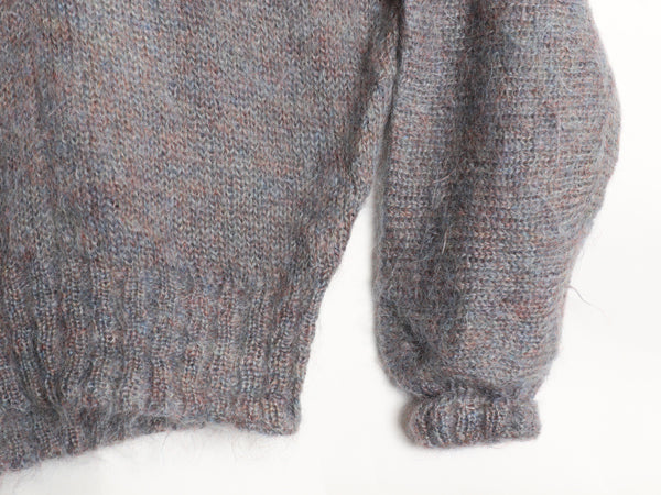 70s ハンドメイド ショールカラー デザイン ニット セーター レディース L ヴィンテージ モヘア 長袖ニット 毛足 シャギー ミックスカラー