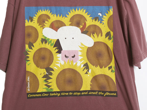 90s カナダ製 ウシ 両面 プリント 半袖 Tシャツ メンズ L 古着 オールド アニマル 企業物 オフィシャル ひまわり イラスト ヘビーウェイト