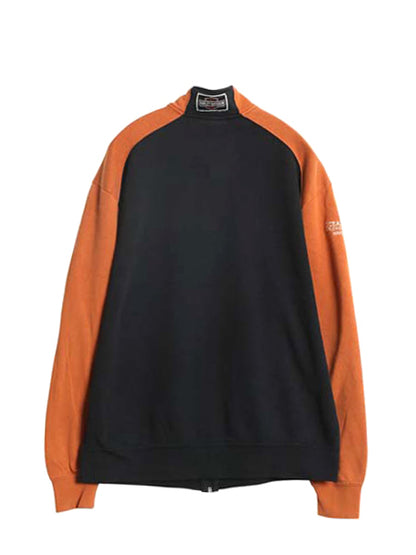 ハーレー ダビッドソン フルジップ スウェット メンズ M 古着 トレーナー 裏起毛 バイク ハイネック ジャケット カーディガン ツートン 黒