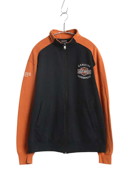 ハーレー ダビッドソン フルジップ スウェット メンズ M 古着 トレーナー 裏起毛 バイク ハイネック ジャケット カーディガン ツートン 黒