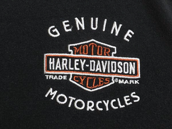 ハーレー ダビッドソン フルジップ スウェット メンズ M 古着 トレーナー 裏起毛 バイク ハイネック ジャケット カーディガン ツートン 黒