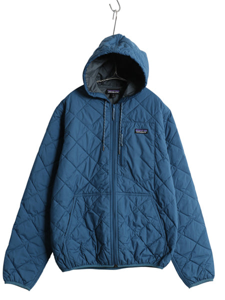 パタゴニア ダイアモンド キルト ボマー フーディ メンズ M 22年製 中綿 パーカー ナイロン ジャケット フルジップ ブルゾン ジャンパー 青
