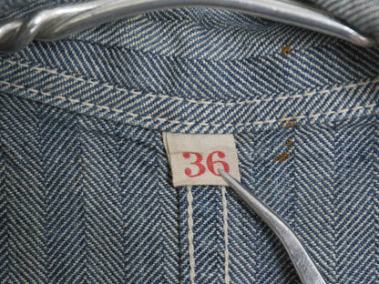40s 大戦 ★ チェーンステッチ 刺繍 ヘリンボーン オールインワン メンズ S ヴィンテージ 月桂樹 ワーク ツナギ ペインター パンツ デニム