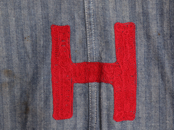 40s 大戦 ★ チェーンステッチ 刺繍 ヘリンボーン オールインワン メンズ S ヴィンテージ 月桂樹 ワーク ツナギ ペインター パンツ デニム