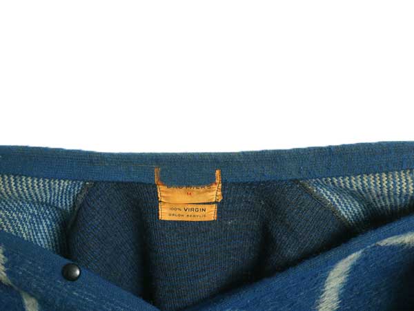 70s ★ RICHMAN BROTHERS アクリル ニット カーディガン メンズ M 古着 ヴィンテージ アーガイル 前開き セーター 毛足 シャギー ツートン