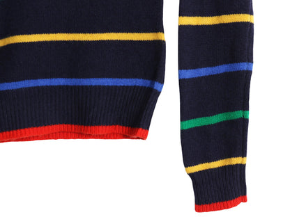 ラルフローレン ボーダー ニット セーター レディース M 古着 ポロ ウール カシミヤ 長袖ニット クルーネック 肩ボタン ワンポイント 薄手