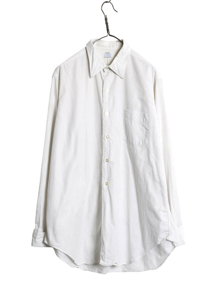 60s USA製 ★ シアーズ ストライプ ドレス シャツ メンズ L 程/ ヴィンテージ ダブルカフス フォーマル コットン 長袖シャツ ワイシャツ 白