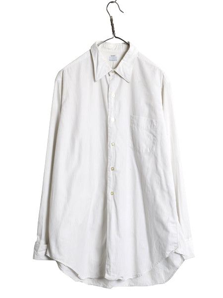 60s USA製 ★ シアーズ ストライプ ドレス シャツ メンズ L 程/ ヴィンテージ ダブルカフス フォーマル コットン 長袖シャツ ワイシャツ 白