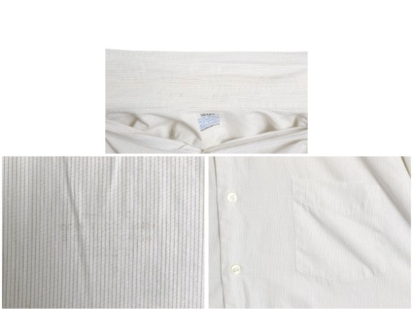 60s USA製 ★ シアーズ ストライプ ドレス シャツ メンズ L 程/ ヴィンテージ ダブルカフス フォーマル コットン 長袖シャツ ワイシャツ 白