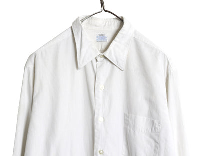 60s USA製 ★ シアーズ ストライプ ドレス シャツ メンズ L 程/ ヴィンテージ ダブルカフス フォーマル コットン 長袖シャツ ワイシャツ 白