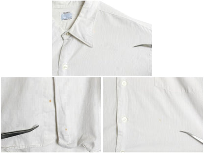 60s USA製 ★ シアーズ ストライプ ドレス シャツ メンズ L 程/ ヴィンテージ ダブルカフス フォーマル コットン 長袖シャツ ワイシャツ 白