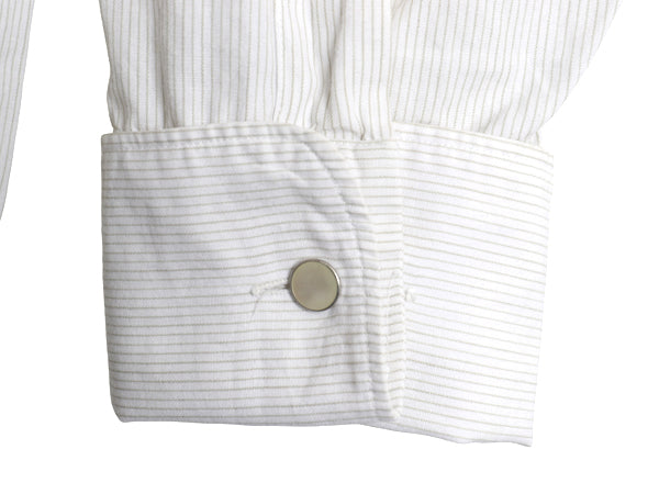 60s USA製 ★ シアーズ ストライプ ドレス シャツ メンズ L 程/ ヴィンテージ ダブルカフス フォーマル コットン 長袖シャツ ワイシャツ 白