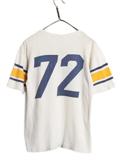 60s ランタグ ★ チャンピオン 両面 染込み プリント 半袖 フットボール Tシャツ メンズ M / ヴィンテージ USA製 ナンバリング コットン 白
