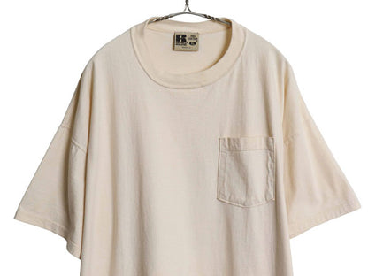 90s USA製 ラッセル ポケット付き 無地 半袖 Tシャツ メンズ XL オールド ポケT ヘビーウェイト コットン ブランク 大きいサイズ ベージュ