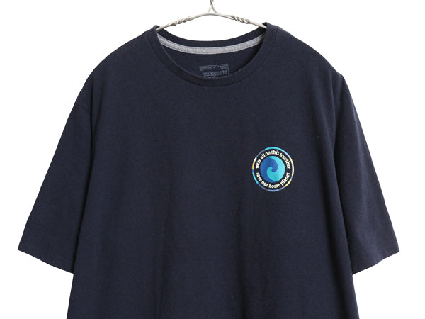 パタゴニア 両面 プリント 半袖 Tシャツ メンズ L / アウトドア グラフィック アート イラスト フィッツロイ カットソー シンプル ネイビー