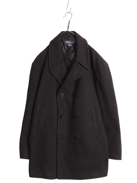 90s ポロ ラルフローレン Pコート メンズ XL / オールド メルトン ウール ミリタリー ヴィンテージ USN タイプ 8ボタン 大きいサイズ 濃紺