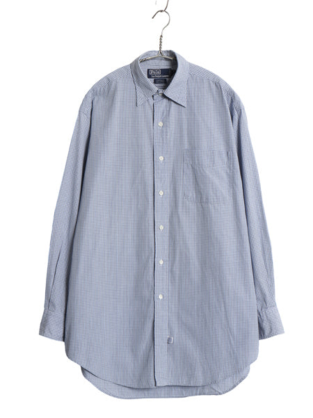 90s ポロ ラルフローレン チェック 長袖 シャツ メンズ M 程 古着 オールド 薄手 コットン マルチカラー ポケット付き カジュアル ゆったり