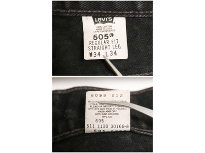 00s USA製 リーバイス 505 ブラック デニム パンツ メンズ 34 34 オールド ジーンズ ジーパン Gパン スリム ストレート ボトムス 黒 赤タブ