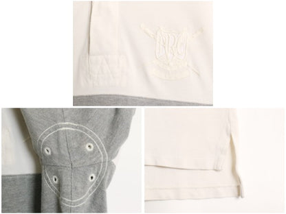 00s ポロ ラルフローレン 鹿の子 半袖 ポロシャツ メンズ L 古着 オールド ナンバリング ロゴ 刺繍 ラガーシャツ ラグビー ツートン 白 灰