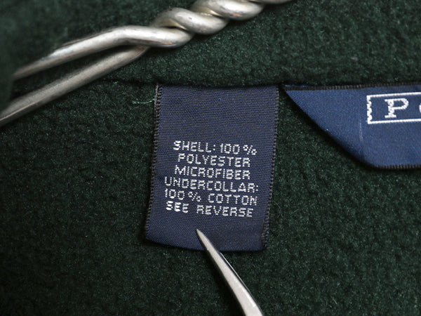 90s USA製 ポロ ラルフローレン フリース スイングトップ ジャケット メンズ L オールド ブルゾン フルジップ ジャンパー ワンポイント 緑