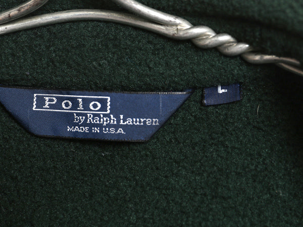 90s USA製 ポロ ラルフローレン フリース スイングトップ ジャケット メンズ L オールド ブルゾン フルジップ ジャンパー ワンポイント 緑