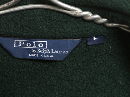 90s USA製 ポロ ラルフローレン フリース スイングトップ ジャケット メンズ L オールド ブルゾン フルジップ ジャンパー ワンポイント 緑