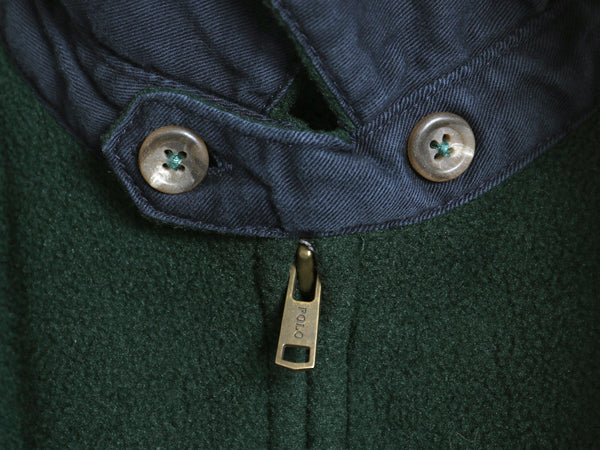 90s USA製 ポロ ラルフローレン フリース スイングトップ ジャケット メンズ L オールド ブルゾン フルジップ ジャンパー ワンポイント 緑