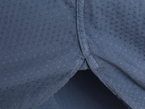 40s 50s フランス製 ★ マチ付き 総柄 ドレス シャツ メンズ XL 程/ ユーロ フレンチ ヴィンテージ ダブルカフス ワイドカラー 無地 ブルー