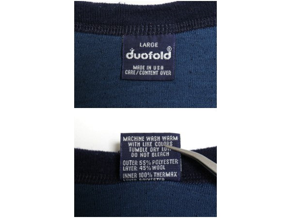 90s USA製 デュオフォールド 2レイヤー 長袖 Tシャツ メンズ L / オールド ロンT アンダーシャツ 無地 ストレッチ インナー カットソー 紺
