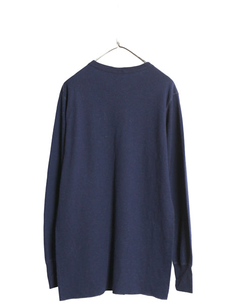 90s USA製 デュオフォールド 2レイヤー 長袖 Tシャツ メンズ L / オールド ロンT アンダーシャツ 無地 ストレッチ インナー カットソー 紺