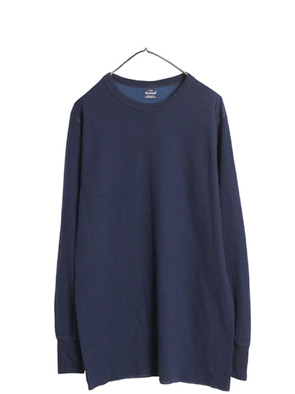 90s USA製 デュオフォールド 2レイヤー 長袖 Tシャツ メンズ L / オールド ロンT アンダーシャツ 無地 ストレッチ インナー カットソー 紺