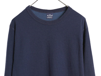 90s USA製 デュオフォールド 2レイヤー 長袖 Tシャツ メンズ L / オールド ロンT アンダーシャツ 無地 ストレッチ インナー カットソー 紺